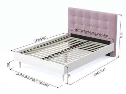 Кровать Арско Альмена Беленый дуб/Микрошеннил Frida 18