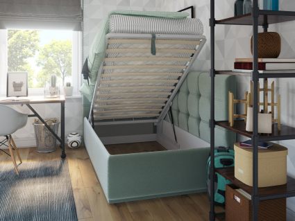 Кровать Nuvola Sabina угловая Velutto 26 (с подъемным механизмом) 120х200