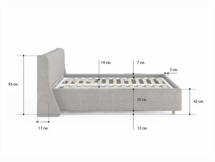 Кровать Сонум Barcelona Рогожка Пепельная 80х190